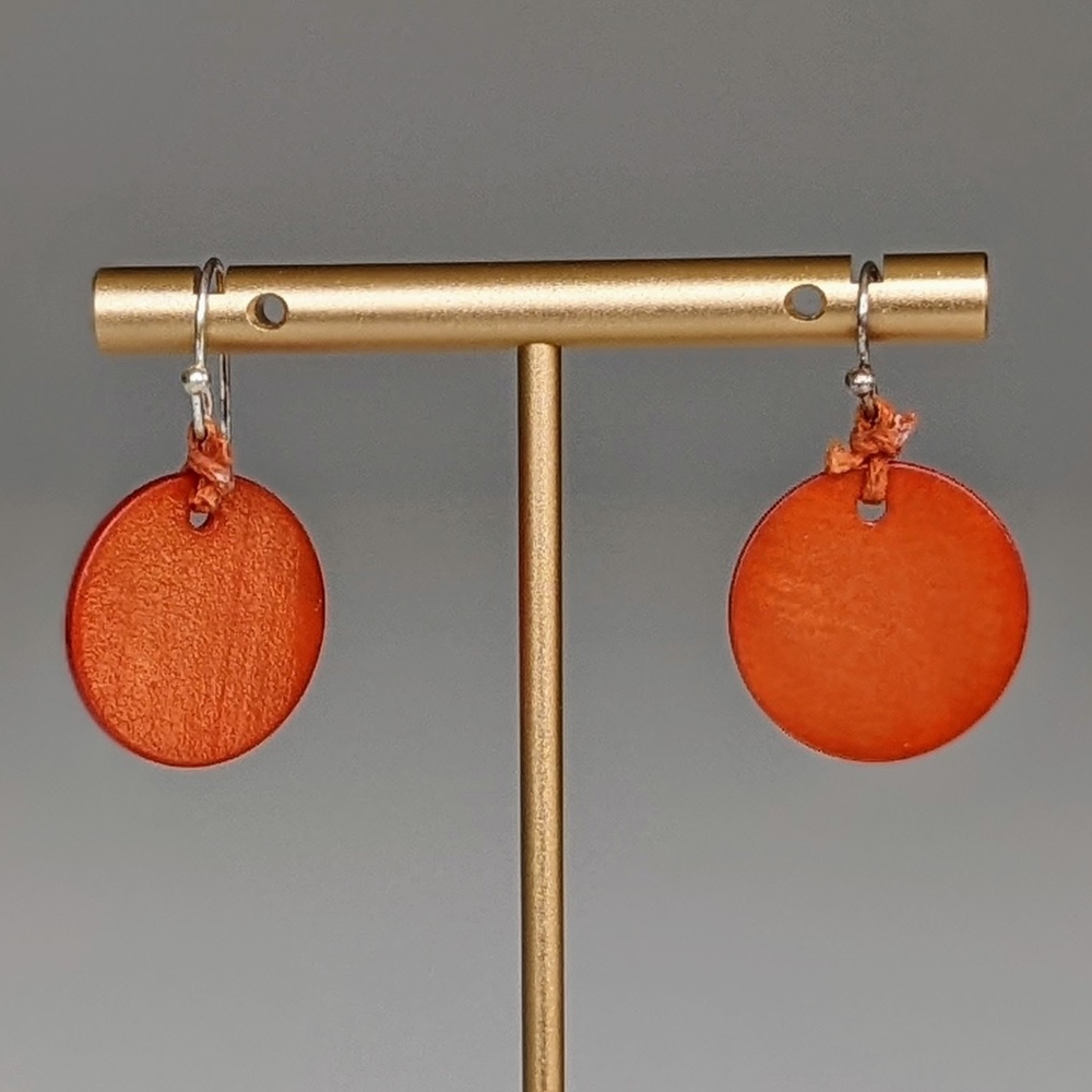 Orange Circle Drop Earrings